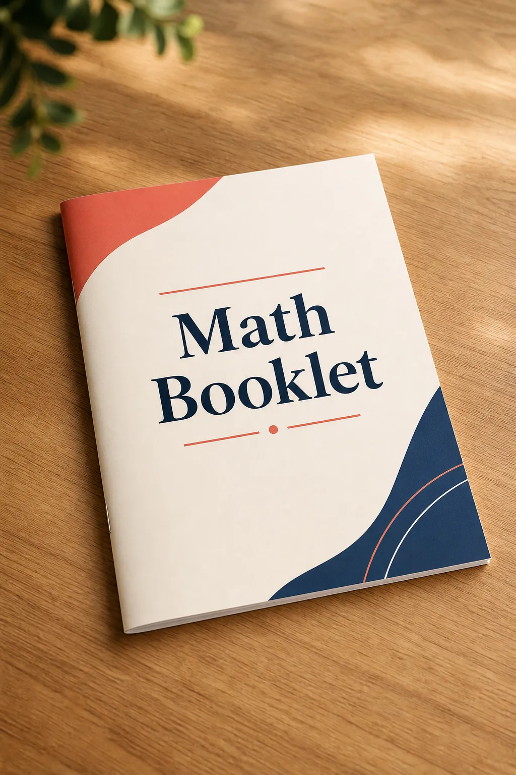 Printed math booklet pages and a worksheet on a desk representing the downloadable iTutor booklet collection